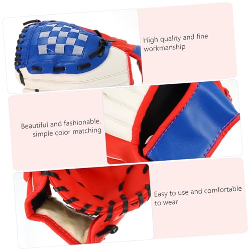 Yardwe PU Leather Baseball Glove Infielder Pitcher Training Protective Mitt Red Flexible Thickened Cushioning for Youth and Adult Players