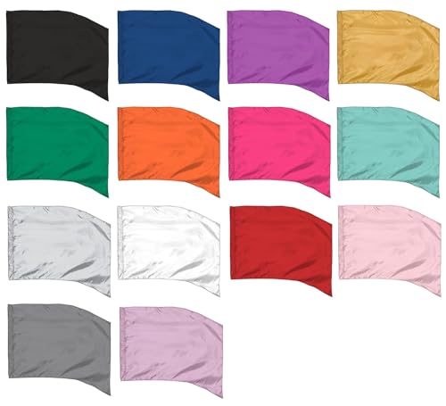 Red Color Guard Flag, Curved Rectangle Solid Color Flag for Practice, Made of Easy to Clean Polyester Habutai