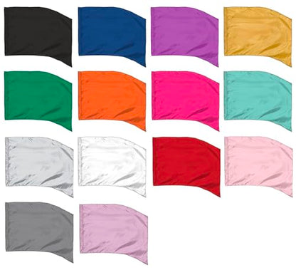 Red Color Guard Flag, Curved Rectangle Solid Color Flag for Practice, Made of Easy to Clean Polyester Habutai