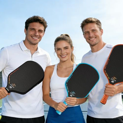 Carbon Fiber Pickleball Paddle 16mm – Professional Pickleball Paddles with Superior Control, Power & Spin – Extended Handle for Two-Handed Grip, USAPA Approved - color: Brown