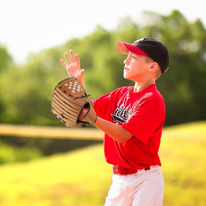 Baseball Glove + Ball Sets, Softball Glove, Baseball Mitt, 10.5''-12.5'' for Youth/Adult Training and Beginner Play, Synthetic Leather Softball Mitt - color: Brown, size: 10.5"