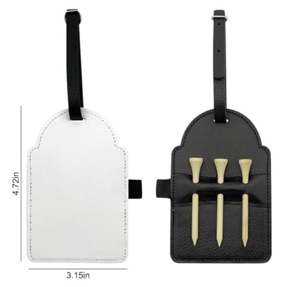BAOZOON Sublimation Blank Golf Tee Holders with Golf Tees, Potable PU Leather Golf Ball Tag Storage Bag DIY Heat Transfer Golf Tee Pouch with Belt Clip