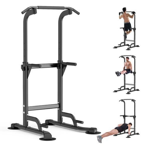 Z ZHICHI Pull Up Dip Station For Home Gym Strength Training Fitness Workout Station Chin-Ups Push-Ups Pull-Ups Dip-Ups 330LBS T055CDC - color: matt black