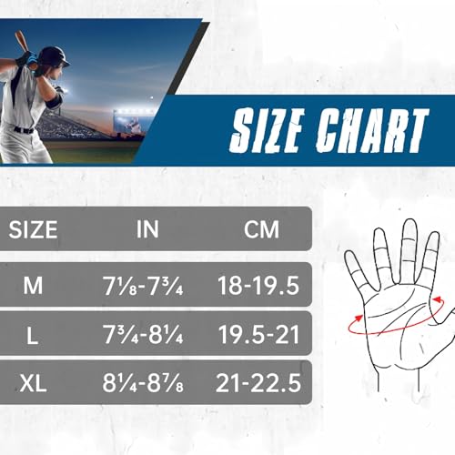 HANDLANDY Baseball Batting Gloves for Adult Youth, Grip Breathable Softball Batting Gloves Fit Men Kids Boys Girls - color: Black-Blue, size: Adult X-Large