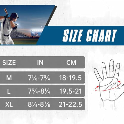 HANDLANDY Baseball Batting Gloves for Adult Youth, Grip Breathable Softball Batting Gloves Fit Men Kids Boys Girls - color: Black-Blue, size: Adult X-Large