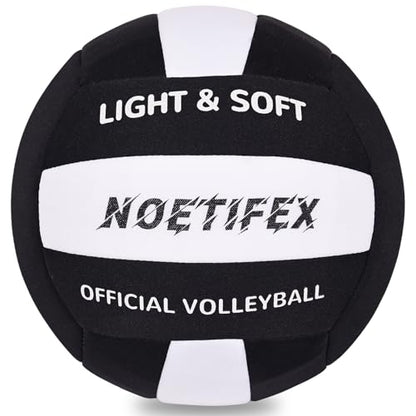 Soft Volleyball-Super Soft Fabric Light Volleyball for Indoor Practice Safe and Quiet Kids Youth Beginners House Yard Training Practice Games(Deflated) - color: Black,white