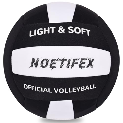 Soft Volleyball-Super Soft Fabric Light Volleyball for Indoor Practice Safe and Quiet Kids Youth Beginners House Yard Training Practice Games(Deflated) - color: Black,white