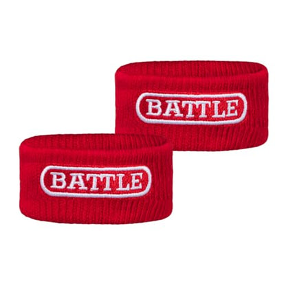 Battle Sports Thick Football Armbands- Wrist Bands for Football, High-Performance Bands with Ultra-Soft Material to Wick Away Sweat and Keep Hands Dry- Includes 2 Wrist Bands - color: Red