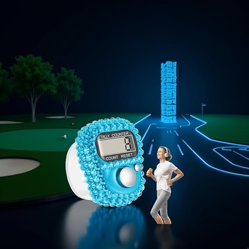 Electronic Finger Tally Counter Clicker Counter,Convenient Portable Digital Display Tally Counter,Resettable Mini Lap Counter for Golf Goods Counting Accessories,Track and Field Lap Counters - color: Blue