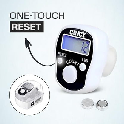 CINCY Clicker Counter with LED for Day & Night Use | Instant Reset, Accurate & Quiet, Long Battery Life | for People, Laps, Pitch, Golf, Baseball, Fish Counting, for Prayer, Everyday Prayer – 1 Pack - color: White