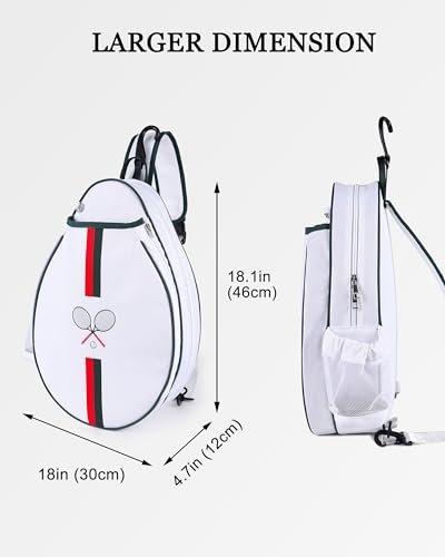 Rejolly Tennis Racket Sling Bag for Women Men Quilted Water Resistant Racquet Cover One Shoulder Crossbody Bag for 2 Tennis Rackets, Pickleball Paddles, Badminton Racquet - color: Red Green