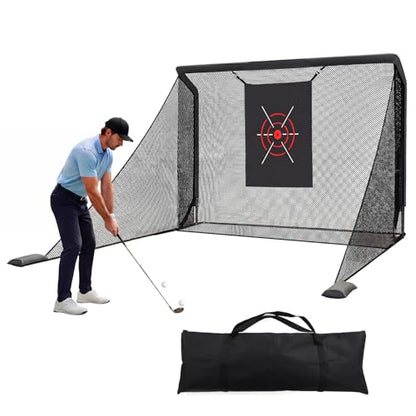 10x7 ft Golf Hitting Net, Backyard Practice Net with Dual Side Nets, Heavy-Duty Steel Frame, Golf Training Net for Driving, Chipping & Swing Practice Indoor Outdoor