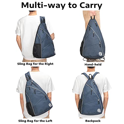 A11N SPORTS Pickleball Bag, Reversible Crossbody Sling Bag/Backpack for Women Men - color: Navy