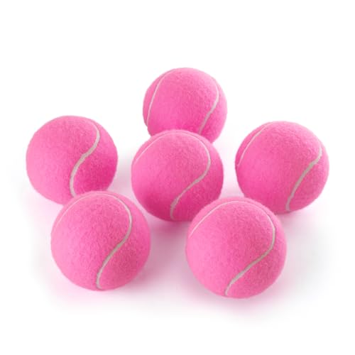 PHOEPET 6-Pack Tennis Balls for Beginner Training Practice- Bulk Dog Balls for Fetch Chew Toys(Pink) - color: Pink-6 Pack, size: Medium 2.5"- 6 Pack