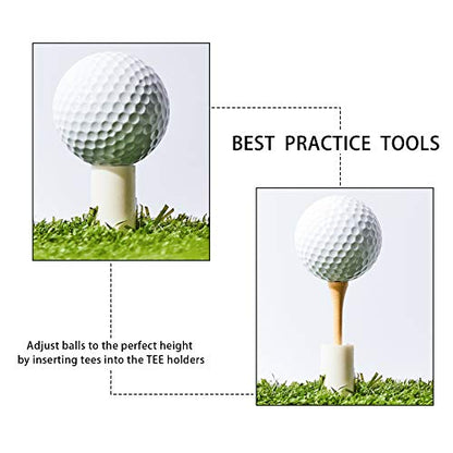 Sumind 10 Set Golf Rubber Tee Holder Set for Driving Range Golf Practice Mat Indoor Outdoor Size 1.5 Inch (10 Rubber Tee Holders, 10 Bamboo Tees)