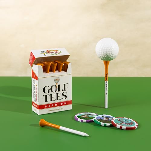 Vegas Golf Premium Golf Tees, White, Bamboo, 3.25 Inch, 10 Count with Poker Chip Ball Marker