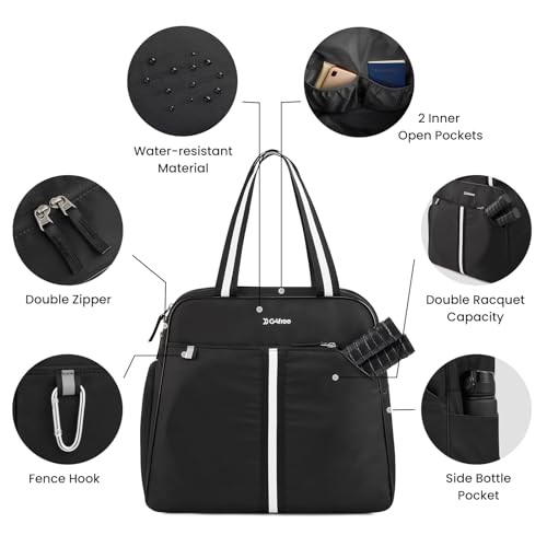 G4Free Pickleball Bag, Pickleball Bag Tote for Women and Men - color: Black