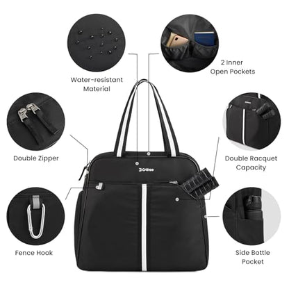 G4Free Pickleball Bag, Pickleball Bag Tote for Women and Men - color: Black