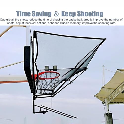 Basketball Hoop Returner Shot Return Apparatus Shooting Machine Hang Rebounder Net Attachment 180 Degree Rotatable Chute for