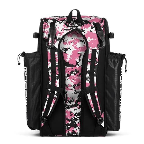 Boombah Superpack Bat Pack - Backpack Version (no wheels) - Holds 4 Bats - Camo Series - Multiple Color Options - color: Black/Pink