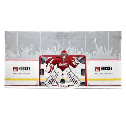 EALER Hockey Shooting Tarp 7x10 FT & 7/8x16 FT in 1 - Heavy Duty Goalie Target for Ice & Street Practice - Tear-Proof Built-in Shooter Tutor - Net Replacement for Garage Wall Protection - size: 7'/8' x 16' in 1