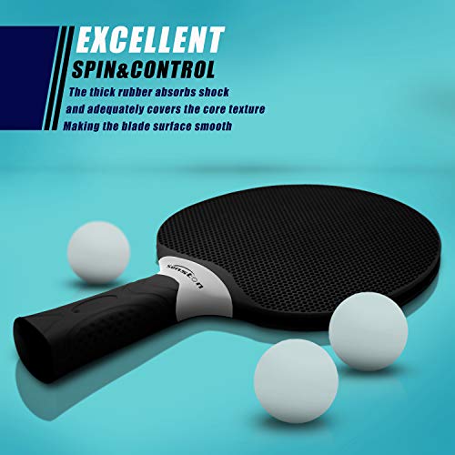 Senston Table Tennis Rackets Set, Professional Table Tennis Racket with 3 Balls, Composite Rubber Ping Pong Paddle Set - color: Black