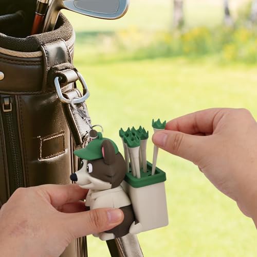 Penitue Caddie Golf Tee Holder, Including 8 Golf Ball Tees Creative Cute Cat Holder Set for Women Men Golfers Attaching to Backpack Shoulder Bag Belt