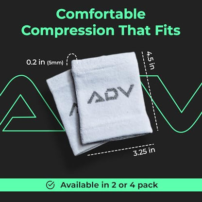 ADV Tennis Wristbands with New Age Polyester Cotton Blend - Ultra Absorbent Wrist Sweatbands - Doublewide & Slim Wrist Bands for Sweat - 4 Pack or 2 Pack
