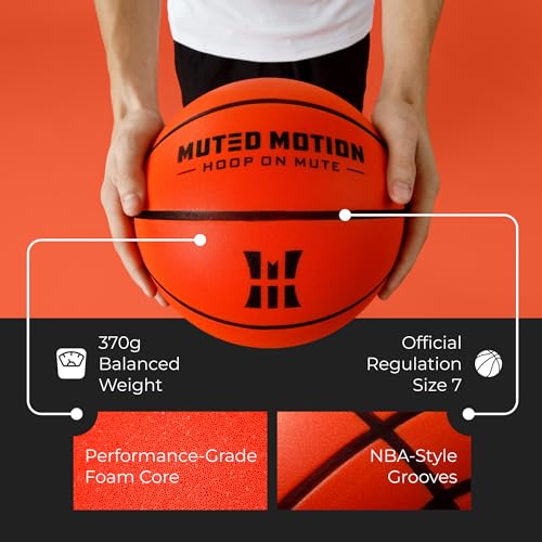 Silent Basketball Size 7 (29.5”) – Next-Gen Foam Indoor Basketball w/Advanced Durability, Deep Grooves & High Bounce | Airless Training Foam Ball | Soft & Quiet for Pros, Kids & Toddlers