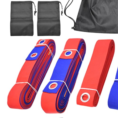 Beach Volleyball Court Boundary Lines Kit Portable with Metal Anchors 52.5 ft and 26.2 ft Line - color: Red and Blue