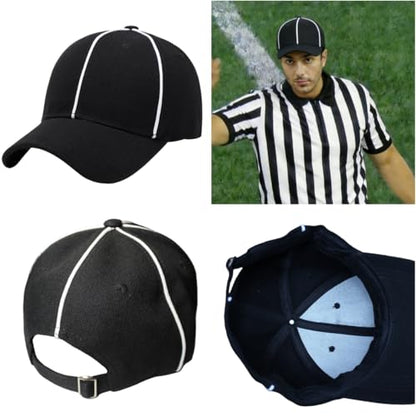 Flag Football Referee Kit for Men - 7-Piece Complete Outfit with Striped Shirt, Cap, Whistles & Penalty Flag