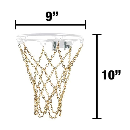 Mini Basketball Set, 9-Inch White Rim with Chain Net, Door Hooks, Ball and Pump