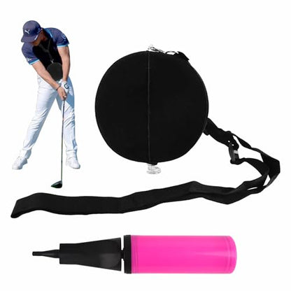 Golf Swing Training Aid for Beginners - Inflatable Smart Ball Arm Correcter, Adjustable Strap & Air Pump to Improve Swing Form