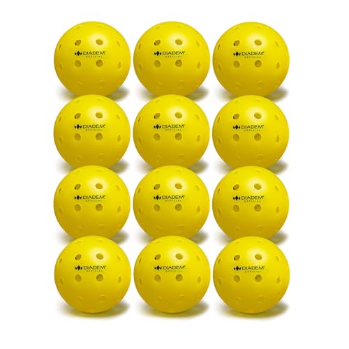 Diadem Outdoor Pickleball Balls | USAPA Approved Tournament Ball - 40 Hole Seamless Mold – Durable, Fast, Pro-Level Bounce for Outdoor Play - color: Yellow, size: 12 Pack