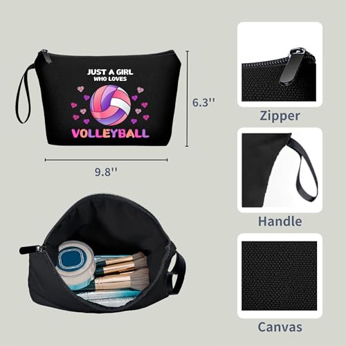 Volleyball Gifts for Teen Girls Team Volleyball Makeup Bag Stuff Small Travel Cosmetic Bag Birthday Gifts for Friends Female - color: Volleyball-PINK-H