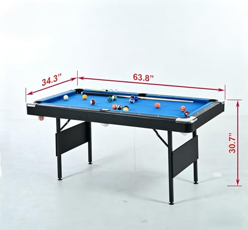 3 in 1 Multi Game Table, Small Pool Table, Portable Pool Table, Pool Table Tennis Billiard Combo, Indoor Ping Pong Tables, Convertible Game Set with Net and Balls for Family Entertainment, Blue