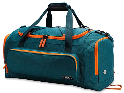 MIER Large Gym Bag for Men Sports Duffle Bag with Shoe Compartment 60L Lightweight Duffel Bags for Workout Fitness Travel - color: Olive Green