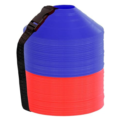Athllete Durable and Flexible Soccer Cones (Set of 50) - Highly Visible Cones for Sports Training - Ideal Soccer Cones for Training - color: 80 Pack, Red / Blue