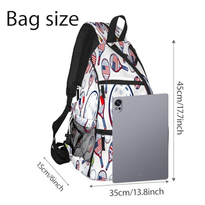 Print Pickleball Backpack White Sports Rackets | Padded 6-Paddle Compartment & Separate Shoe Bag | Multi-Pocket Sports & Gym Backpack for Tennis, Travel, Commute