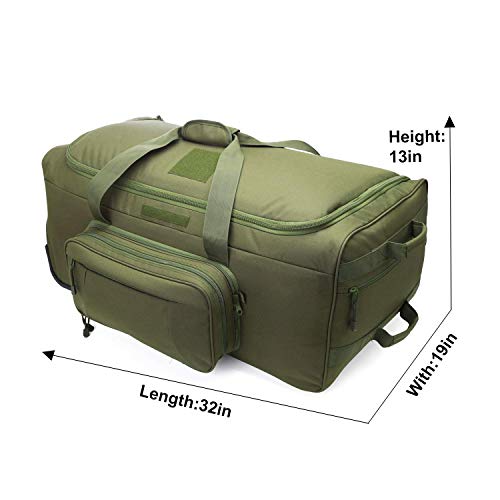 Heavy-Duty X-Large Military Tactical Wheeled Rolling Duffel Trolley Bag For Deployment Traveling Camping Sporting - color: Green