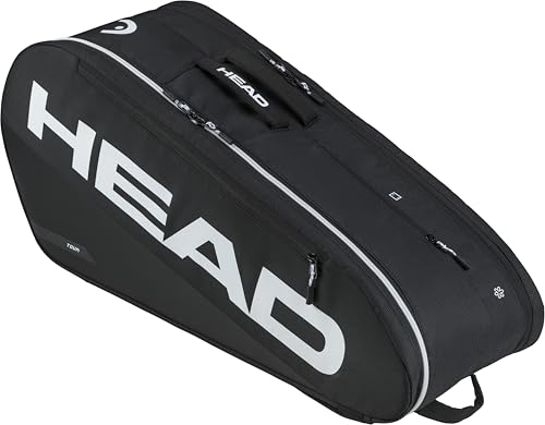 HEAD Tour Racquet Bag M (6R) Tennis Bag - Holds Up to 6 Racquets, CCT+ Climate Control Technology, 2 Main Compartments, Shoe Pocket & Backpack Carry System - color: Black