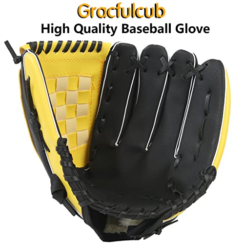 Baseball Glove,Baseball Softball Mitt with Ball for Kids Youth Adults Training and Beginner,Right Hand Throw,Left Hand Glove - color: Yellow, size: 11.5"