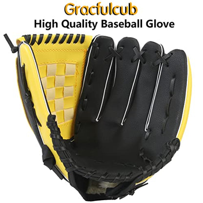 Baseball Glove,Baseball Softball Mitt with Ball for Kids Youth Adults Training and Beginner,Right Hand Throw,Left Hand Glove - color: Yellow, size: 11.5"