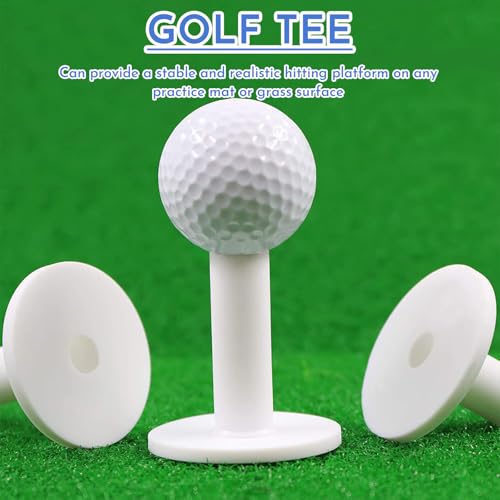 4 Pcs Golf Simulator Tees Adjustable Height - Rubber Driving Range Tee for Mats, Non-Slip Tee with Holder, Indoor Outdoor Golf Practice Accessories
