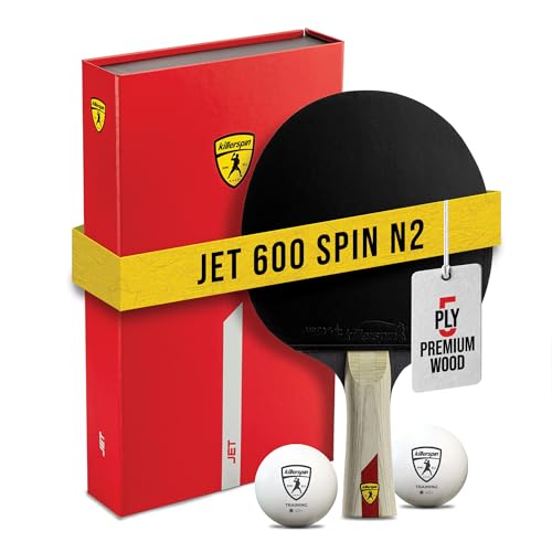 Killerspin Jet 600 Spin N2 Ping Pong Racket – Advanced Table Tennis Racket, 5 Layer Wood Blade, Nitrx-4Z Rubbers, Flared Handle