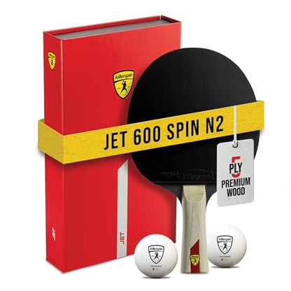 Killerspin Jet 600 Spin N2 Ping Pong Racket – Advanced Table Tennis Racket, 5 Layer Wood Blade, Nitrx-4Z Rubbers, Flared Handle