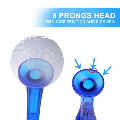 Golf Tees 3-1/4’’ 50 Count Plastic Golf Tees Reduced Friction & Side Spin Professional Unbreakable Golf Tees Durability and Stability Golf Tee - color: Blue