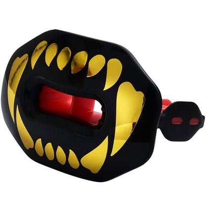 Oral Mart Flag Football Mouth Guard with 3D LipFit Design for Kids - Youth Football Mouthguard (No Boil) Cool Instant Fit Lip Guard Mouthpiece for Braces (Detachable Helmet Strap Included) - color: Golden Fangs