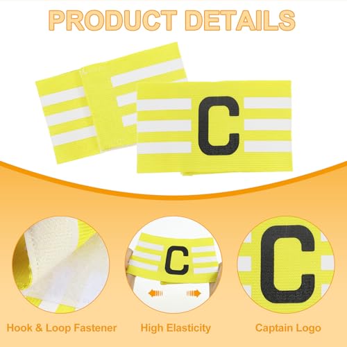 MECCANIXITY Soccer Captain Armband, Nylon Captain Arm Band for Soccer Elastic Captain C Arm Band Sports Captain Armbands for Football Team Training Youth & Adult - color: Yellow
