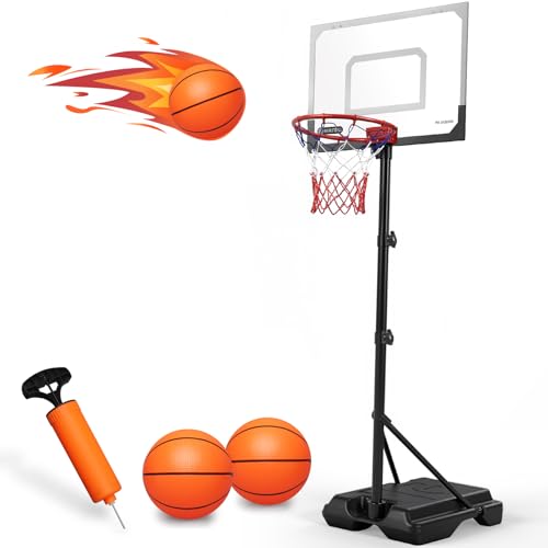 Kids Portable Basketball Hoop, Adjustable Height 38-75in/3.2-6.2FT Tall Toddler Basketball Toy, Fillable Base, Indoor Outdoor Backyard Pool Sport Game Gift for Boy Girl Ages 3 4 5 6 7 8 Years Old - style: SET1
